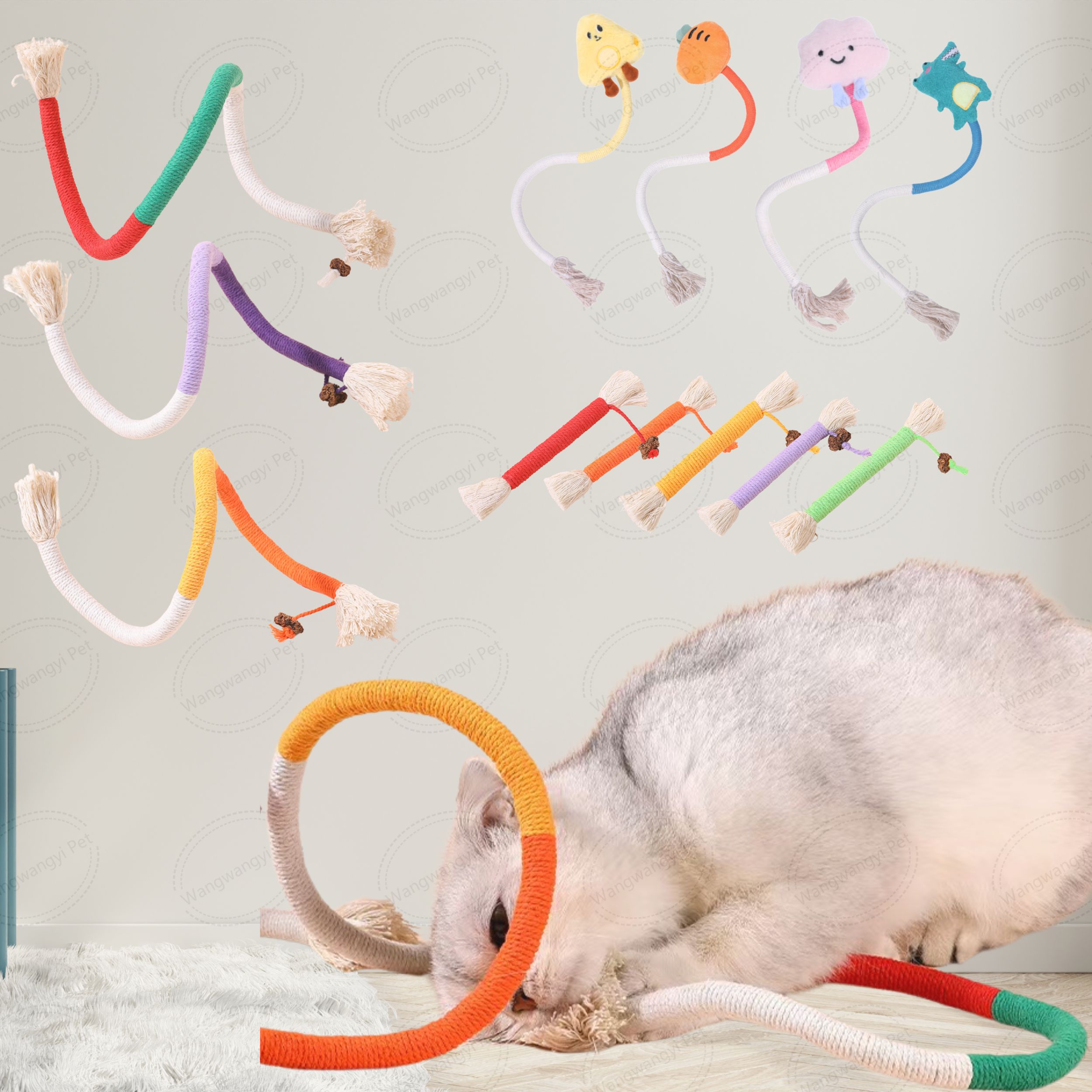 Natural Silver Vine Fruit Cat Chew Toy Indoor Safe Teeth Cleaning Cat Rope Toy for Kitten